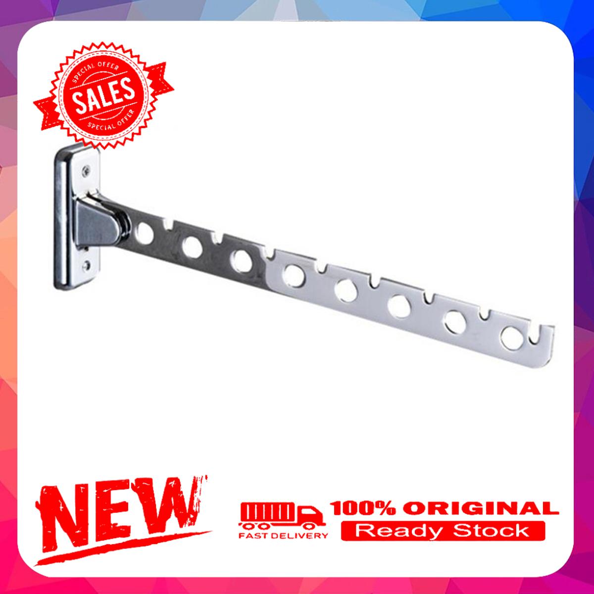 6/8 Holes Foldable Wall Mounted Stainless Steel Clothes Hanger Hook Drying Rack
