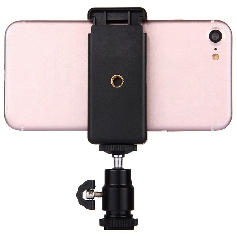 2 In 1 Phone Clip Holder 360 Ball Head Hot Shoe Adapter Mount Fit For Dslr Slr Camera. 