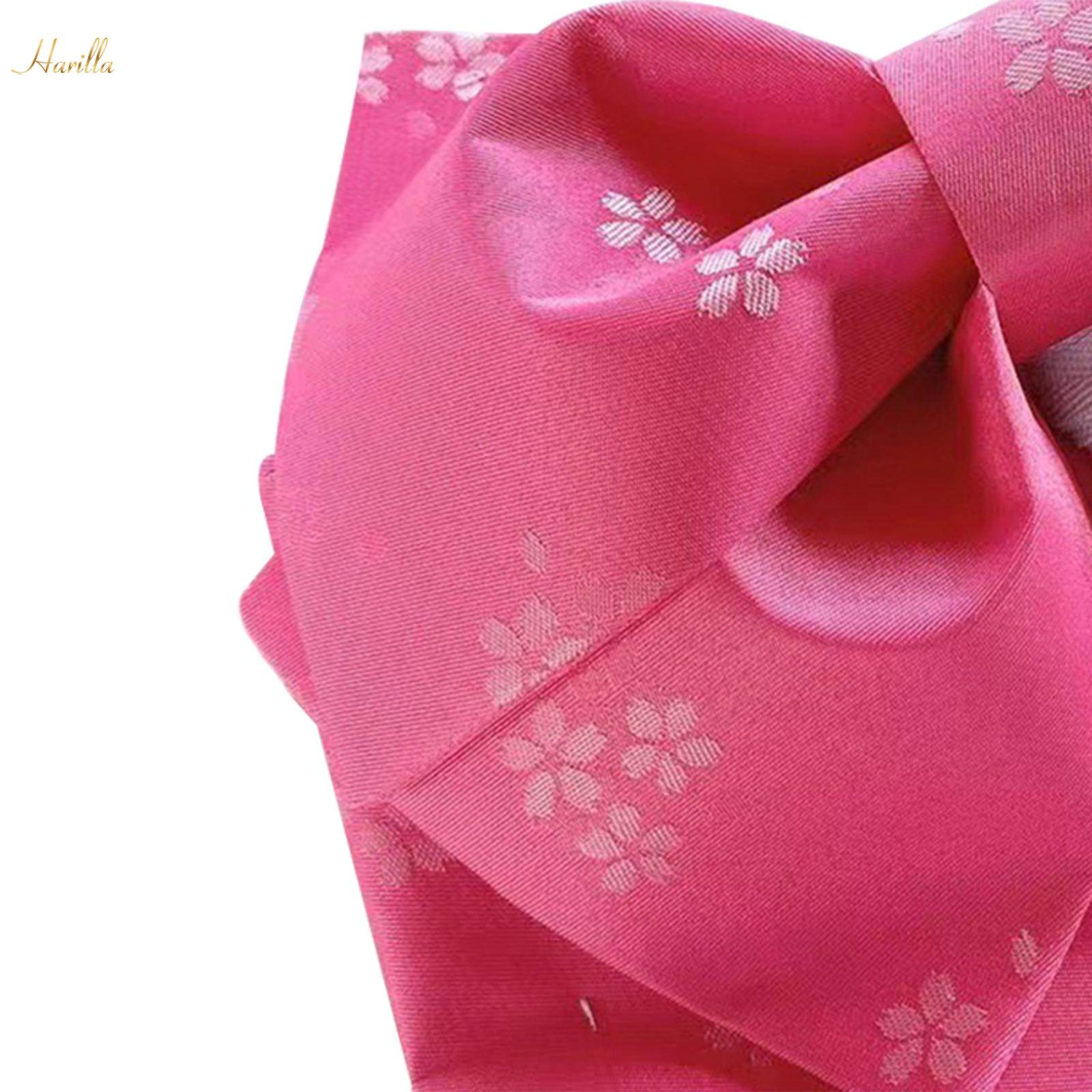 Kimono Obi Japanese Sash Belt with Pre Tied Bow for Women Classic Sakura Pattern Waist Pink Red. 