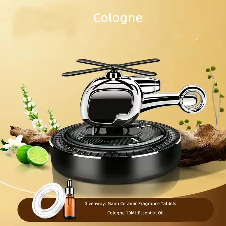 Air Freshener Container Solar Powered Dashboard Ornament PRIVATE HELICOPTER MODEL Perfume Diffuser Car Decoration Aromatherapy CLASIC Airplane Alloy Solar Energy Propeller Blade Rotating Air-craft Car Accessories Interior Decoration. 