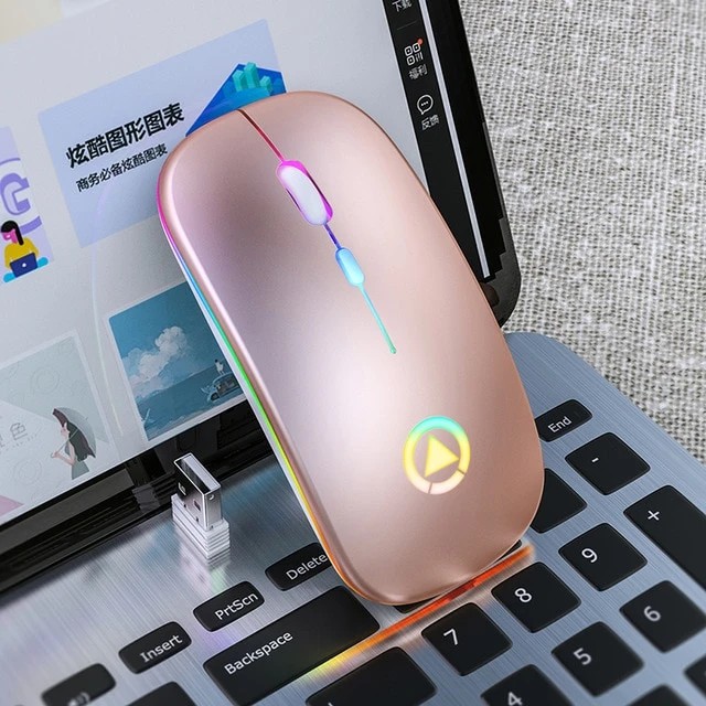 Rechargeable Mouse Wireless Silent LED Backlit Mice USB Optical