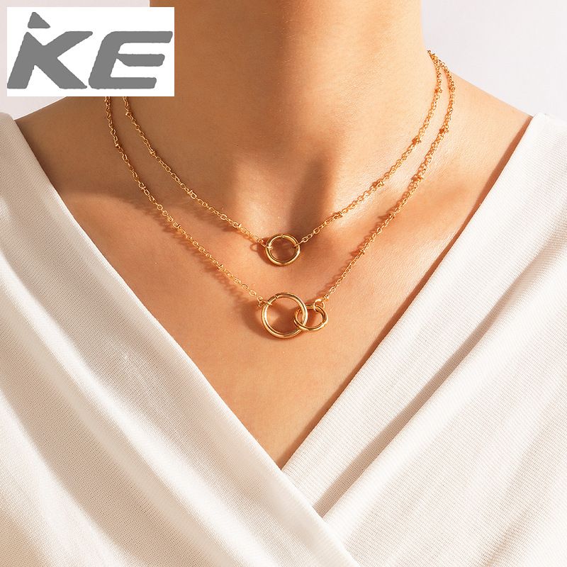 Double Bead Chain Hollow Circle Pendant 