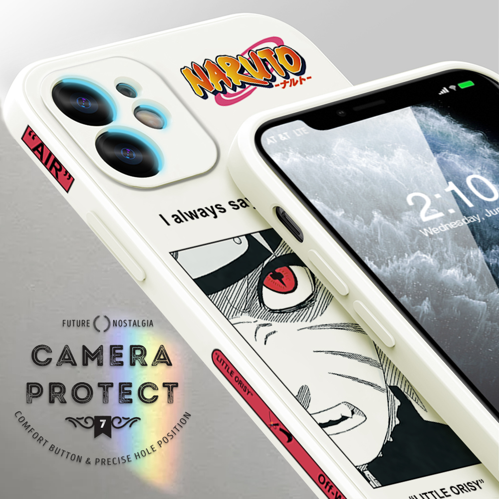 Hontinga for iPhone 13 Case Side Design New Anime Naruto for Boys Back Cover Soft Square Edge Pattern Liquid Silicone Trend Phone Cases. 