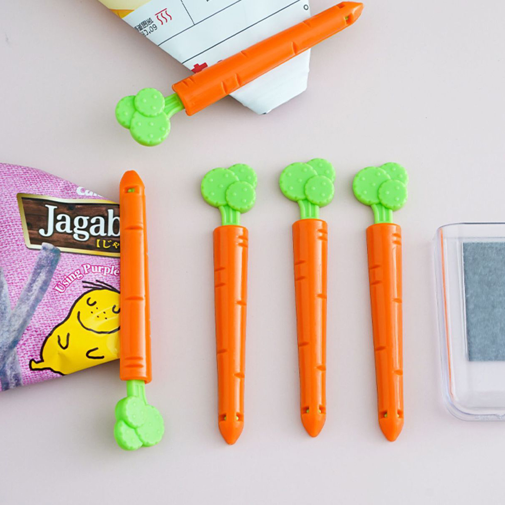 5Pcs/Set Plastic Sealing Tongs Food Bag Closure Clip Cartoon Carrot Moisture-proof Clamp Fresh Keeping Sealing Clip Kitchen Accessory. 