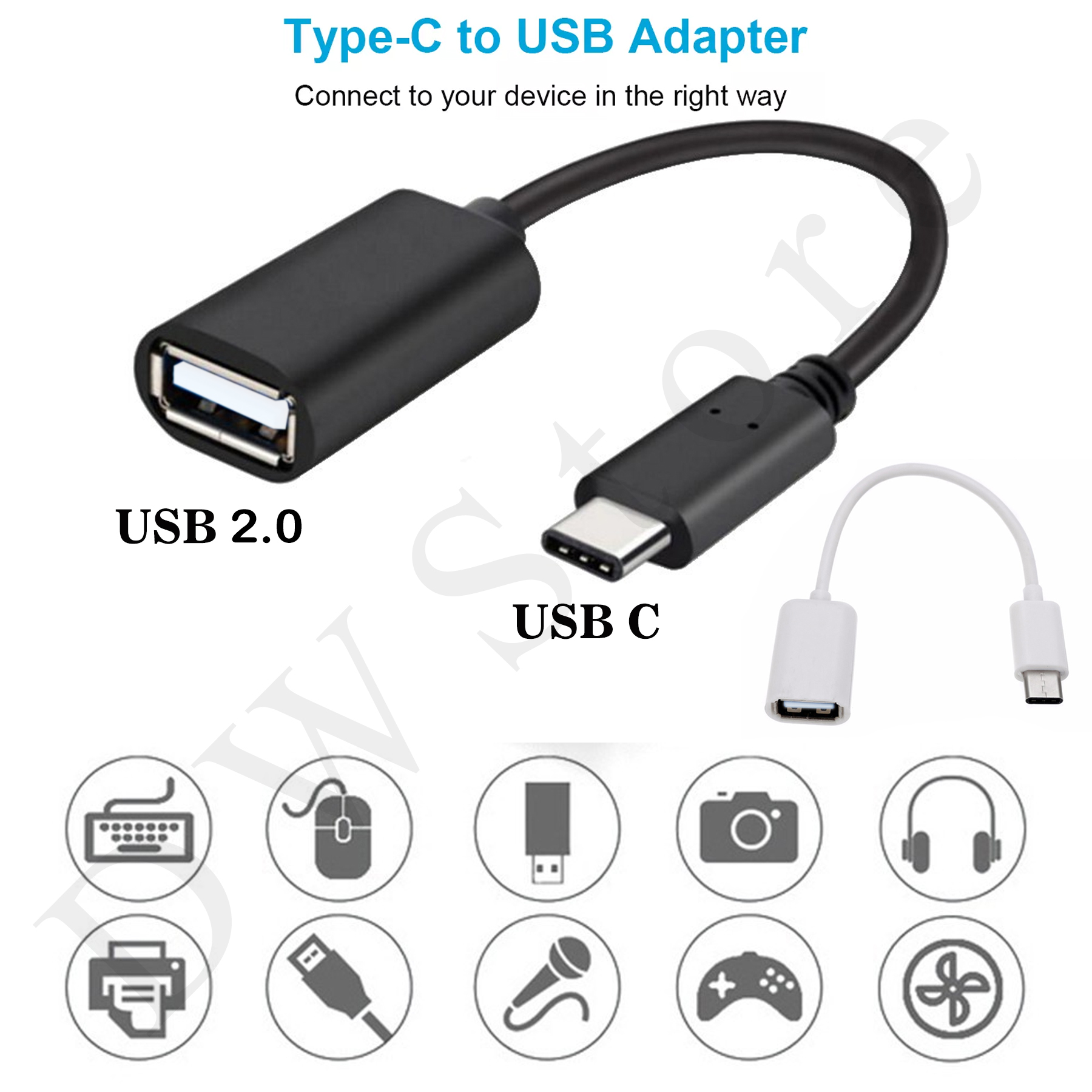 USB 2.0 Type C OTG Data Cable Adapter Converter For Samsung Huawei Xiaomi Redmi Mi