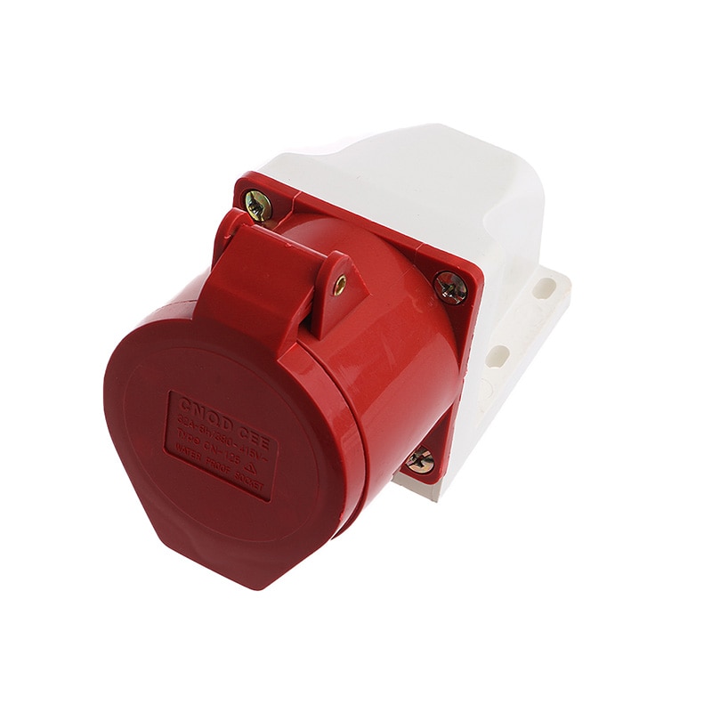 1pc 32A 5pin Industrial Wall Socket Plug IP44 3P+N+E Surface Mount Socket Plug. 