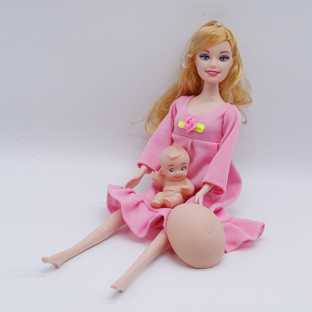 SF 5pcs Happy Family Kit Toy Dolls Pregnant Babyborn Ken&Wife with Mini Stroller Carriages For Baby Dolls Child Toys For Girls Gift. 