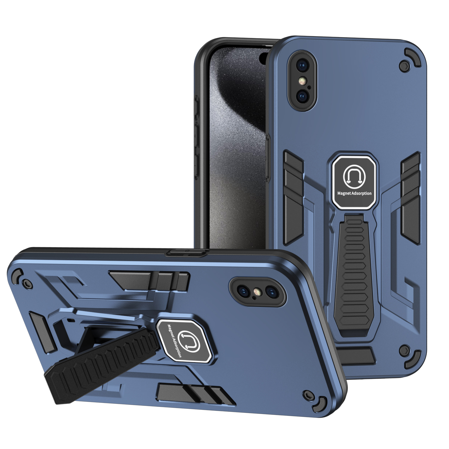 For Apple iPhone Xs Max Case Hard With Stand Magnetic Shockproof Protective Back Cover Case