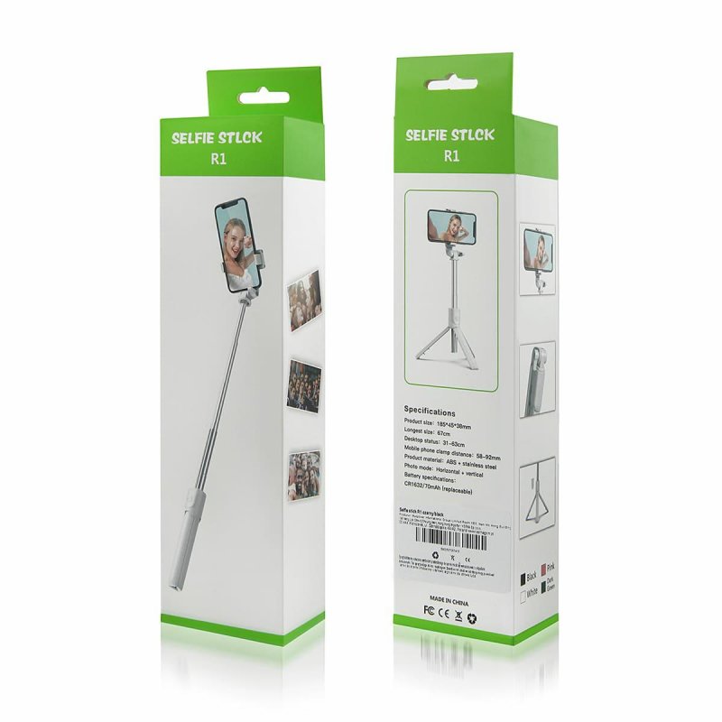 Wireless R1 Bluetooth Selfie Stick Remote Included, Hold up stand Selfie Stick. 