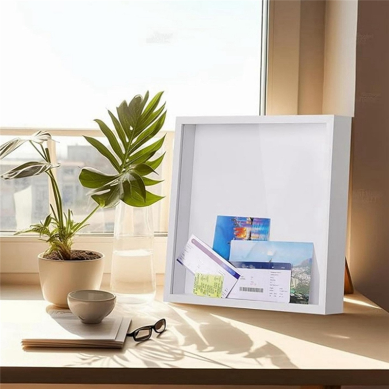 8in Concert Travel Ticket Stub Memory Top Loading Keepsake Box with Slot, Clear Money Box, Memory Frame Boxes Wood. 