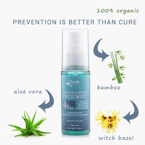 Lass Naturals Urban Skin Shield 4-In-1 Pollution Protection Face Mist 50ml - No Paraben & Sulphate (FROMINDIA)SAB. 