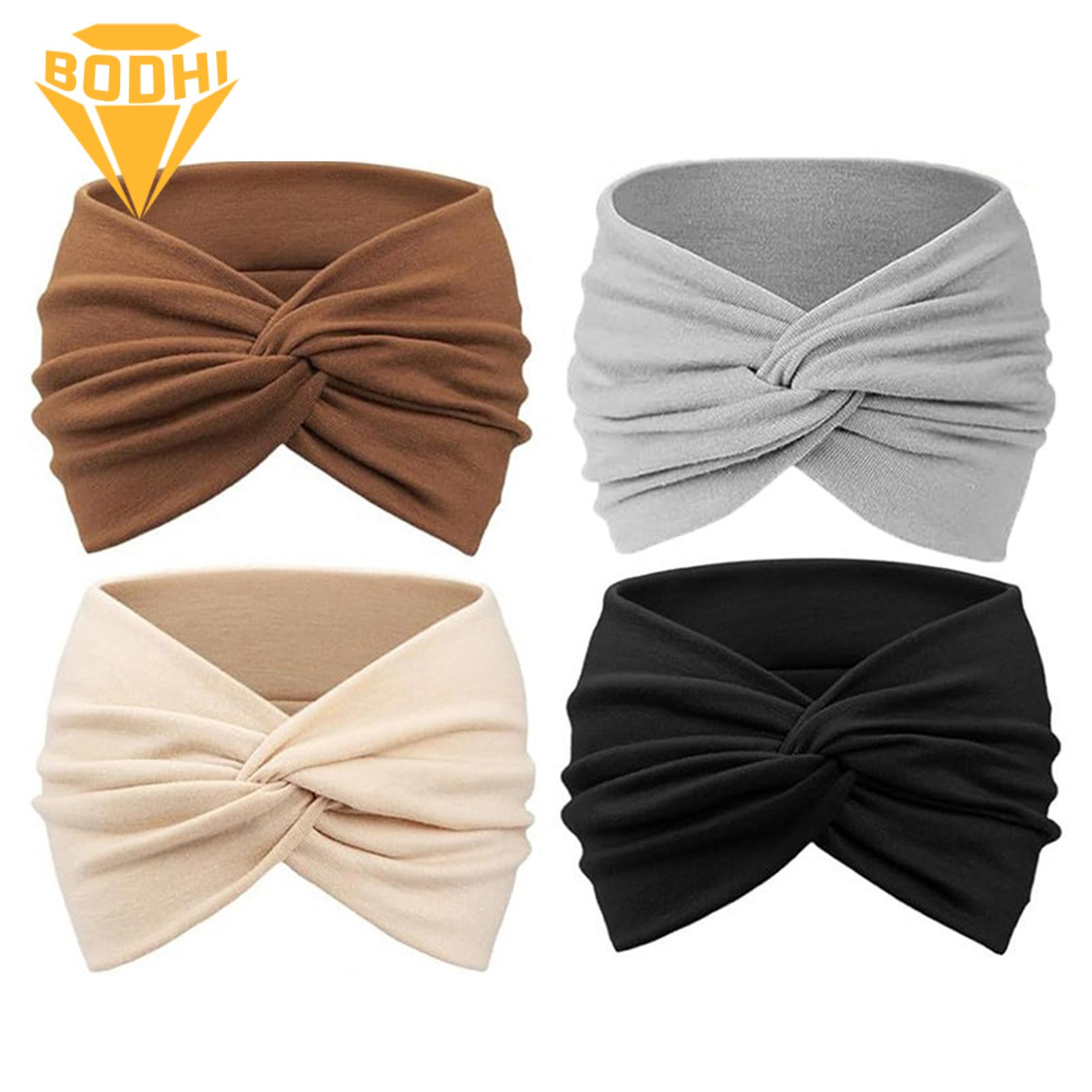 Hygroscopic Hair Accessory 4pcs Stretchy Soft Headband Set Comfortable Elastic Hair Bands in Solid Colors for Women Washable Hair Accessories for Everyday Use Hygroscopic Headband. 