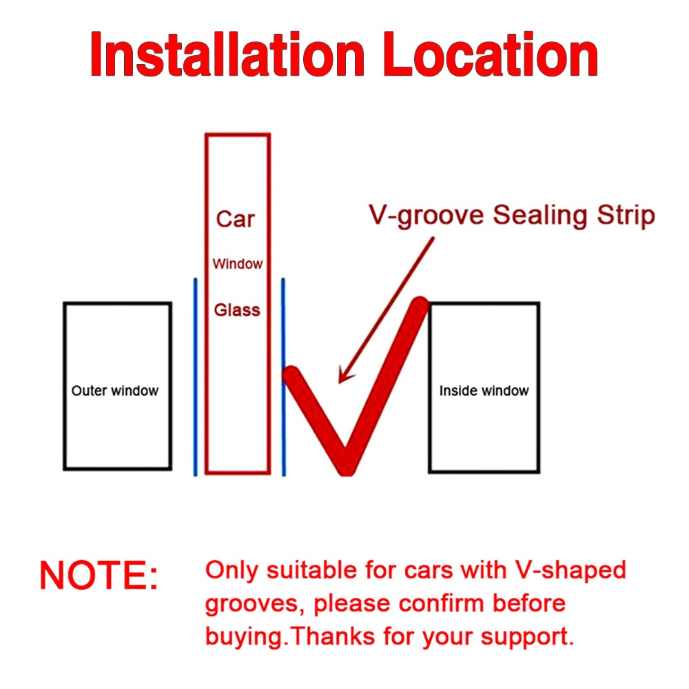 Car Side Window Seal Strip Trim Tool Noise Insulation Auto Door Glass Lift Sealing Strips Edge Rubber Filler V Type Weatherstrip. 