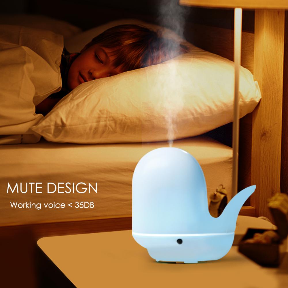 200ML Ultrasonic Aroma Diffuser Cute Whale Humidifier Tap Light Essential Oil Diffuser Humidifier Air Purifier Tapping Light Desk Light Bedside Lamp. 