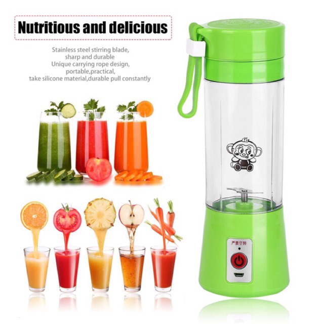 USB Juicer Cup, Fruit Mixing Machine, Portable Personal Size Eletric Rechargeable Mixer, Blender, Water Bottle 380ml with USB Charger Cable Portable Juice Blender and Mixer. 