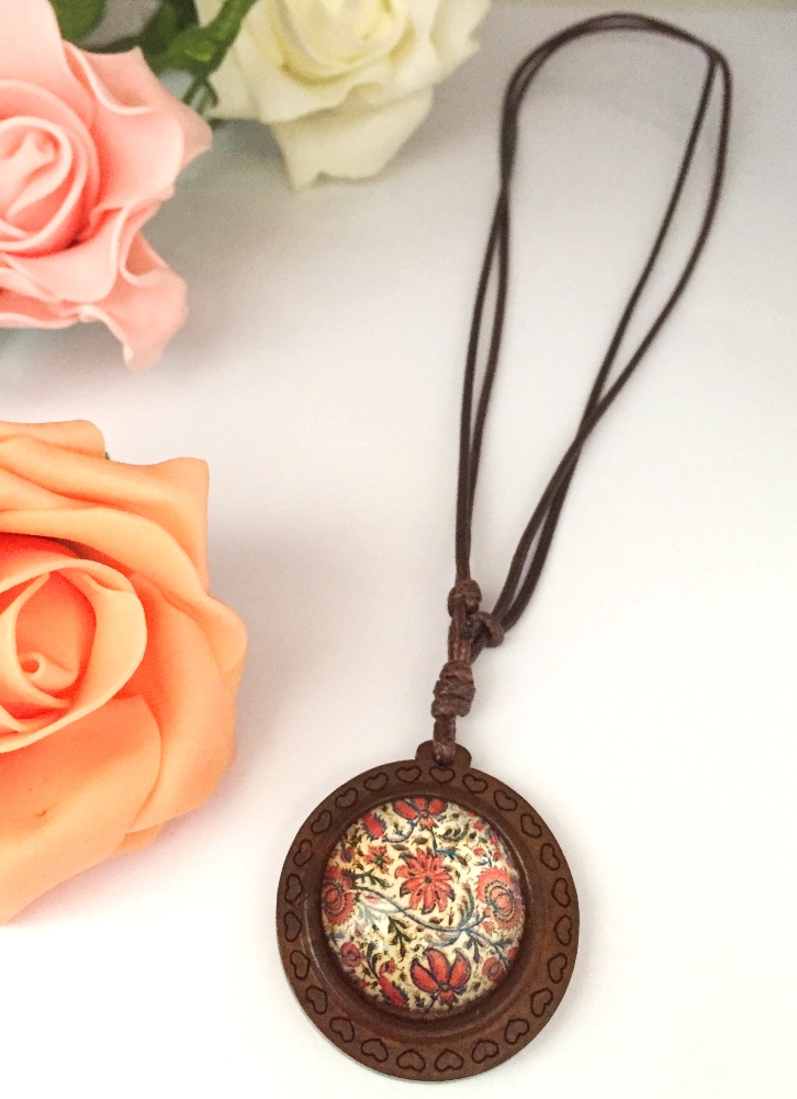 Wooden on sale locket necklace