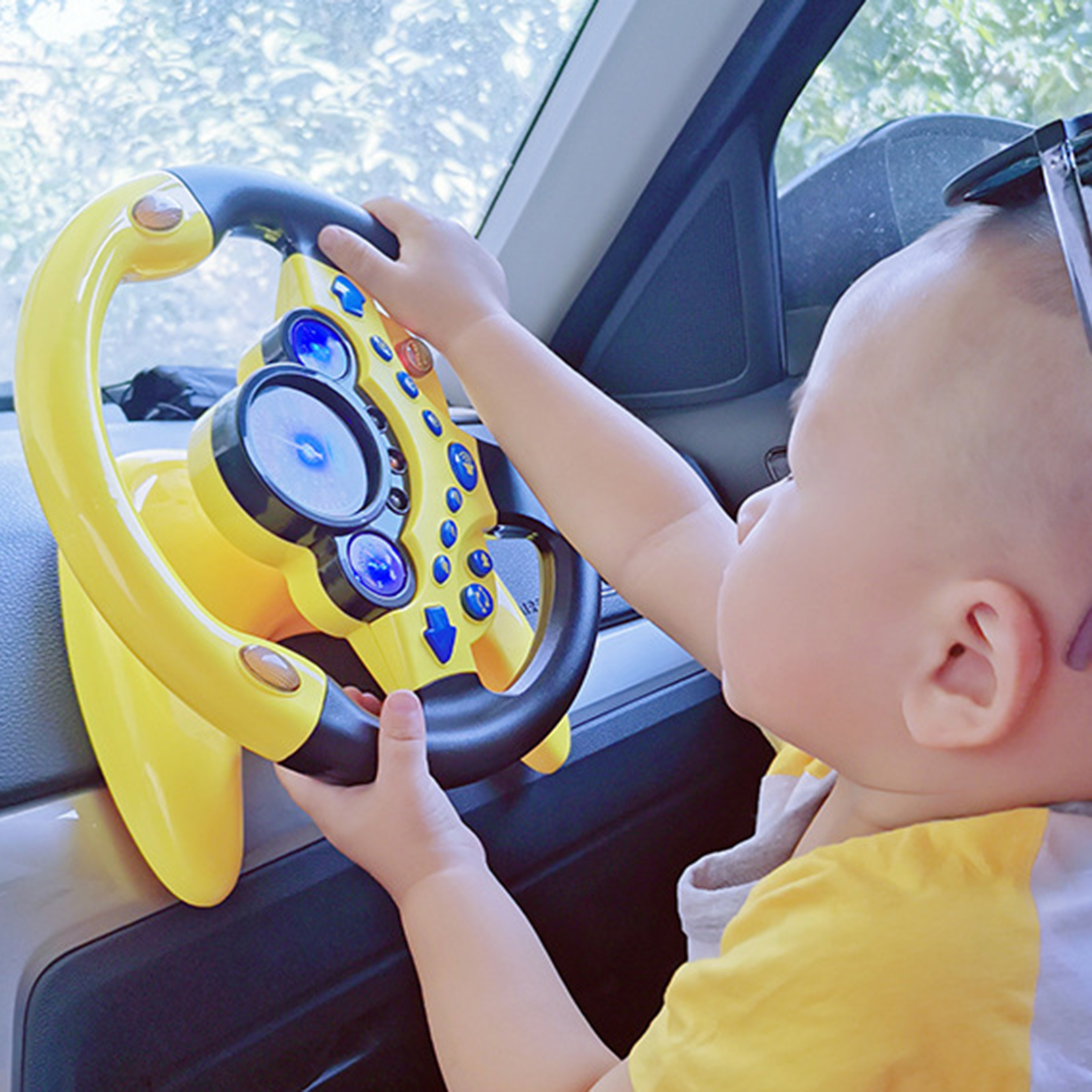 Durable Steering Wheel Simulator Kids Car Driving Toy with Music Lights Educational Steering Wheel for Toddlers Pretend Play Gift for Boys Girls Toddlers Steering Wheel Toy. 