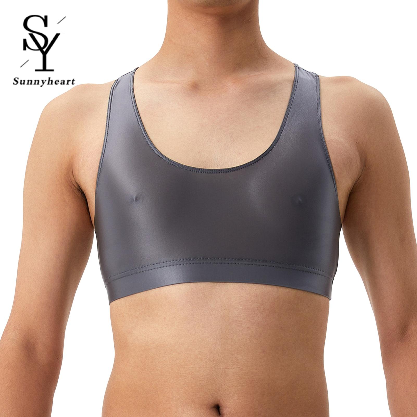 Sunnyheart Men Round Neck Vest Men's Silky Glossy Tank Top S veless Raceack O-neck Solid Color Skinny Smooth Surface Shirt Breathable Men Vest. 