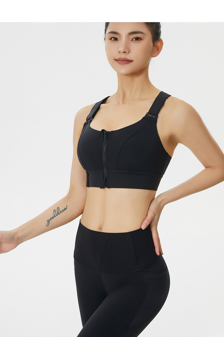 Sports Underwear Women's High Strength Shockproof Push-up Running Yoga Vest  YKK Zipper Workout Bra bra