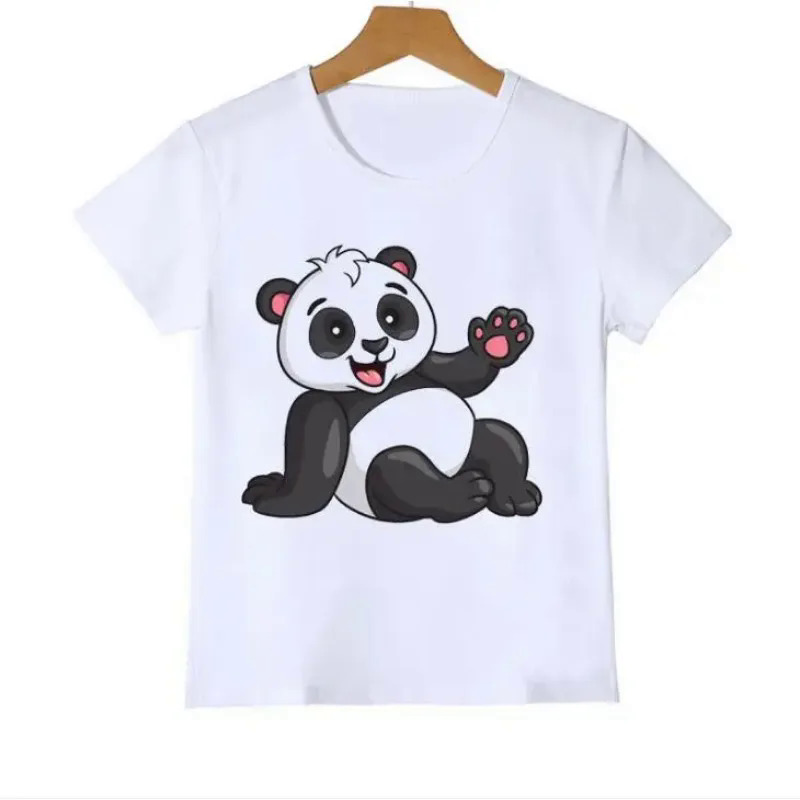 Cute best kids T-shirt funny panda animal collection cartoon pattern summer t shirt for boys/girls white short sleeve tops. 