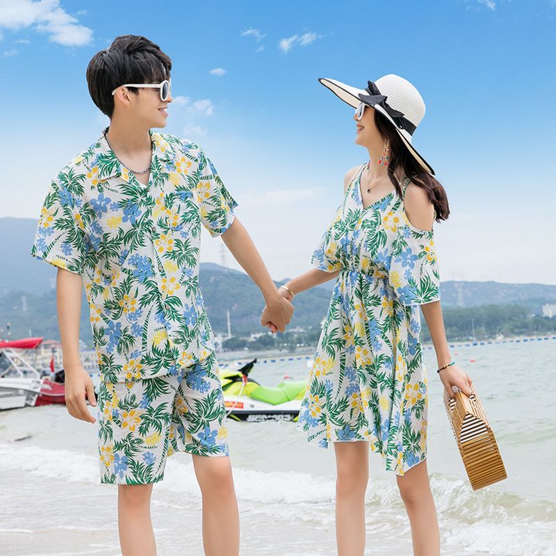 Beach Couple's Outfit Summer Dress Suit Seaside Vacation Honeymoon Hainan Sanya Wedding Photo Travel Wear Matching Clothes. 