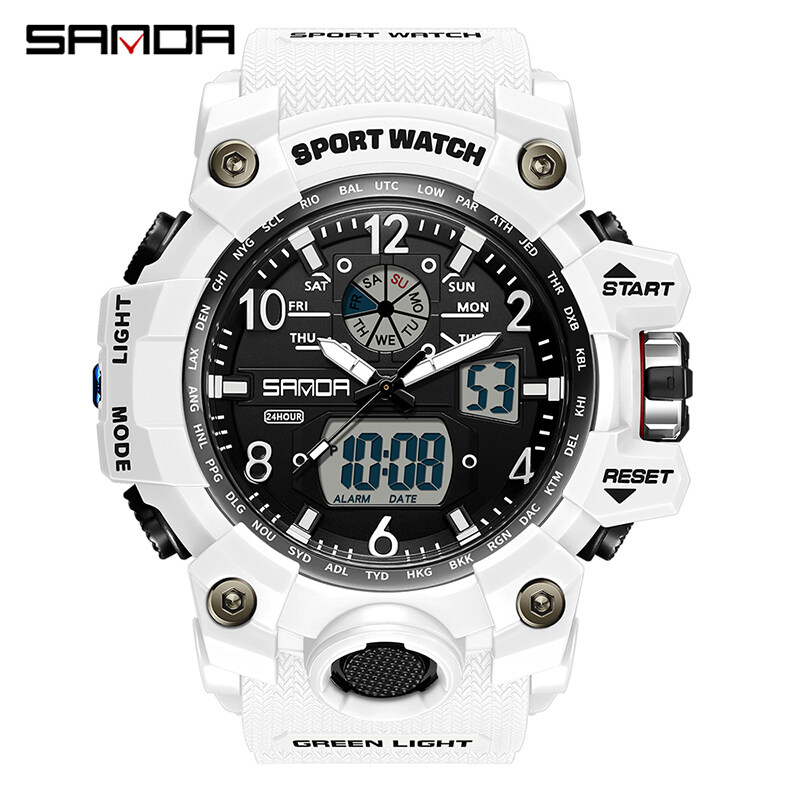 【Miga Plaza】 Sports Brand Fashion Watch Men LED Digital Quartz Watch Men Top Luxury Multi-Function Analog Digital Watch Waterproof Watch. 