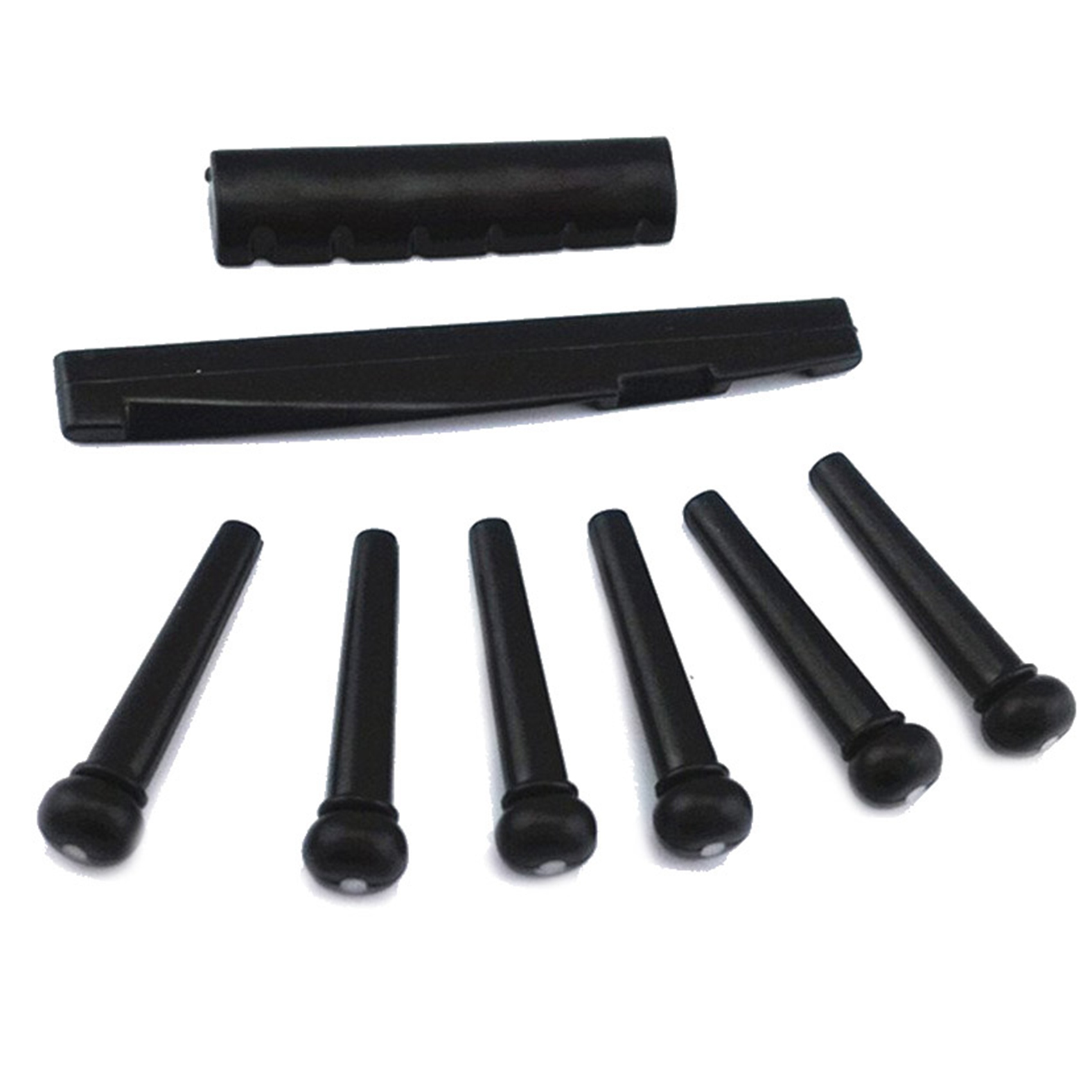 2 Sets Black and White ABS Bridge Pins & Saddle & Nut Replacement Parts for Acoustic Guitar. 