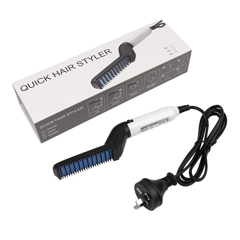 Beard Straightener For Men Heating Comb Hair Straightener Quick Beard Comb Straight Curling Electric Hot Beard Styling Brush. 