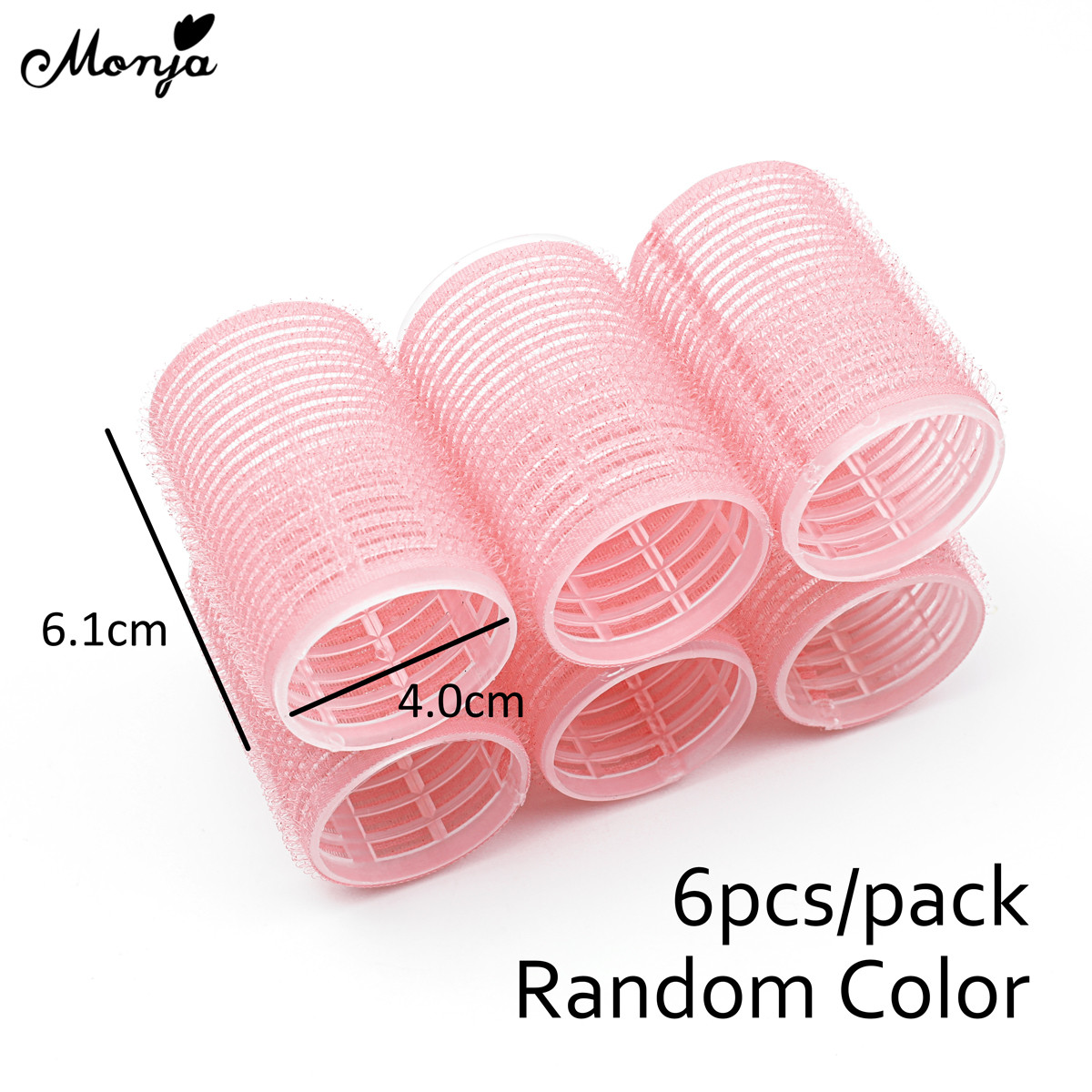 Monja 6Pcs/Set Hair Roller Multiple Size Natural Curls Curlers Self-adhesive Roller Fluffy Hair Home Use Styling Tools. 