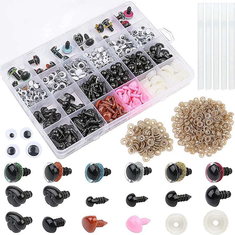 KRABALL Plastic Safty Eye And Nose Kit For Toy Plush Eyeballs For Doll Making Wool Felting Handmade Craft Accessories Tools