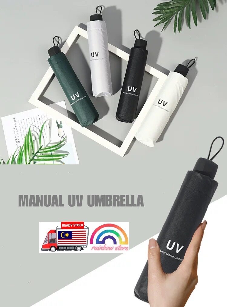 💥Ready Stock💥Manual Uv Umbrella Super Prevent Sun Folding Umbrella. 
