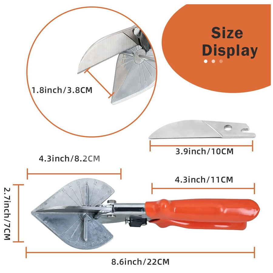 Multi Angle Miter Shear Cutter, 45-135 Degree Adjustable Angle Scissors Trim Shears Tool for Cutting Soft Wood, Plastic, PVC, Casing, Trunking, Molding Trim etc.. 