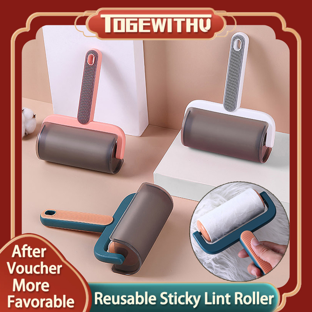 Reusable Sticky Lint Roller, Portable Pet Hair Sticky Roll Dust Hair Remover Cloth Sofa Curtain Bedsheet Cleaner. 