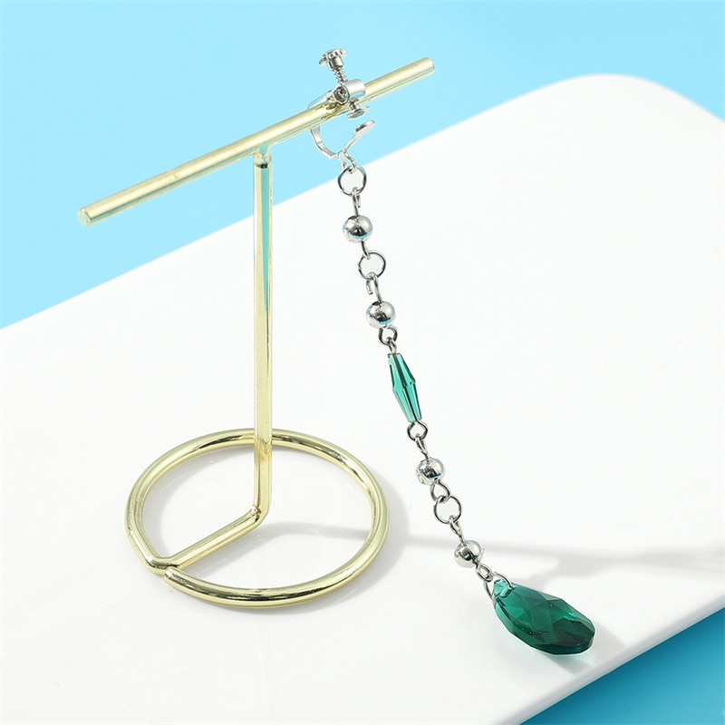 【IKE】Anime Vivy Fluorite Eye's Song Cosplay Vivy Earring Ear Clip 1 Pieces Long Green Gem Earclip Costume Accessory Cosplay Prop Gift. 