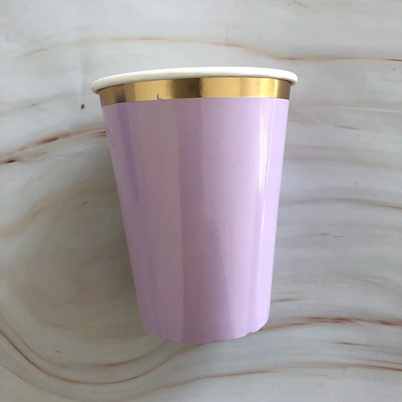 paper plates Gold Disposable Tableware Sets Purple Party Paper Cup Plates baby Shower Birthday Party Supplies Carnival Wedding decor FavorsParty Tableware. 