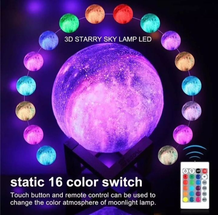 Moon Lamp Night Light, 16 Colors Led Touch Remote Control Usb