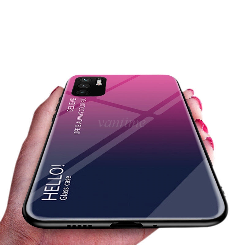 Vantime for Xiaomi Redmi Note 10 5G Case Gradient Phone Back Hard Glass Cover. 