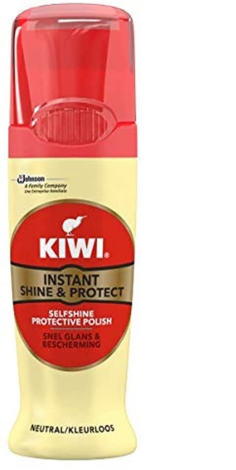 Kiwi Shoe Shine Liquid, Instant Shine & Protect Tube with Applicator Brush for Neutral Shoes, 75 ml, Neutral Shoe Polish (FROM INDIA) SAB