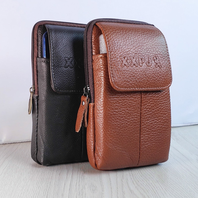 【ALLGOOD】Cow Leather Belt phone bag Unique purse Waist bag for men waist pack Leather Purses and bags Hang purse purse. 