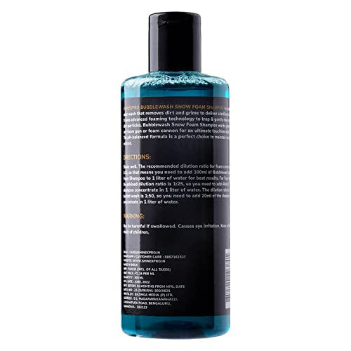 ShineXPro 300mL Foam Car Wash Shampoo Concentrate - pH Neutral, Thick Suds With Shine Enhancing Formula - Bubblewash Snow That Works With Both Bucket Wash And Foam Cannon(FROM INDIA)JEZ. 