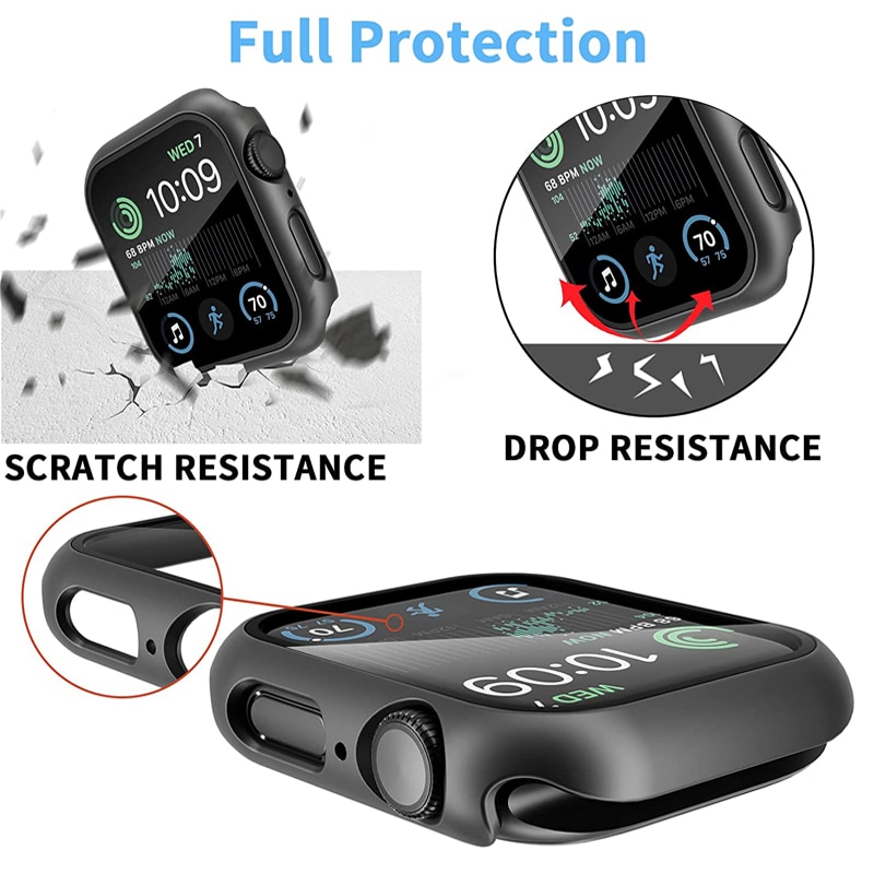Apple Watch Case 45mm 41mm 44mm 42mm 40mm 38mm Glass Protective Cover iWatch Series 8 7 6 5 4 3 SE case. 