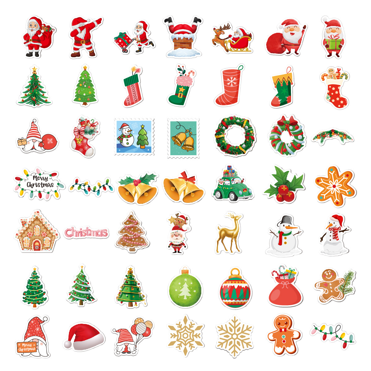 100pcs Cartoon Merry Christmas Sticker Cute Santa Claus Xmas Sealing Stickers New Year Decoration Decals DIY Gift Packing Labels. 