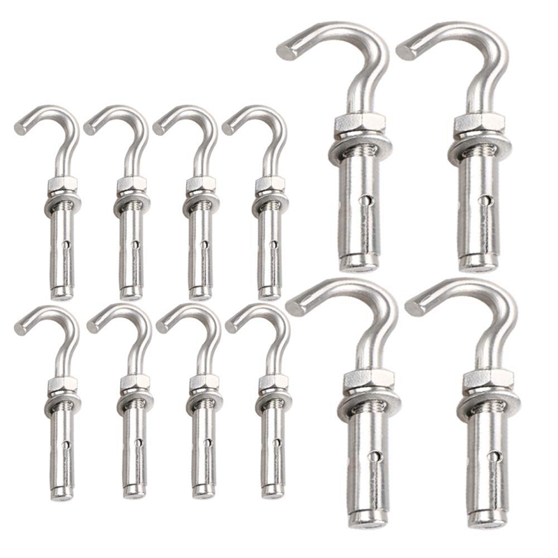 Biaungdo Expansion Hook Pack of 12 M6, M8 Stainless Steel Concrete Hook