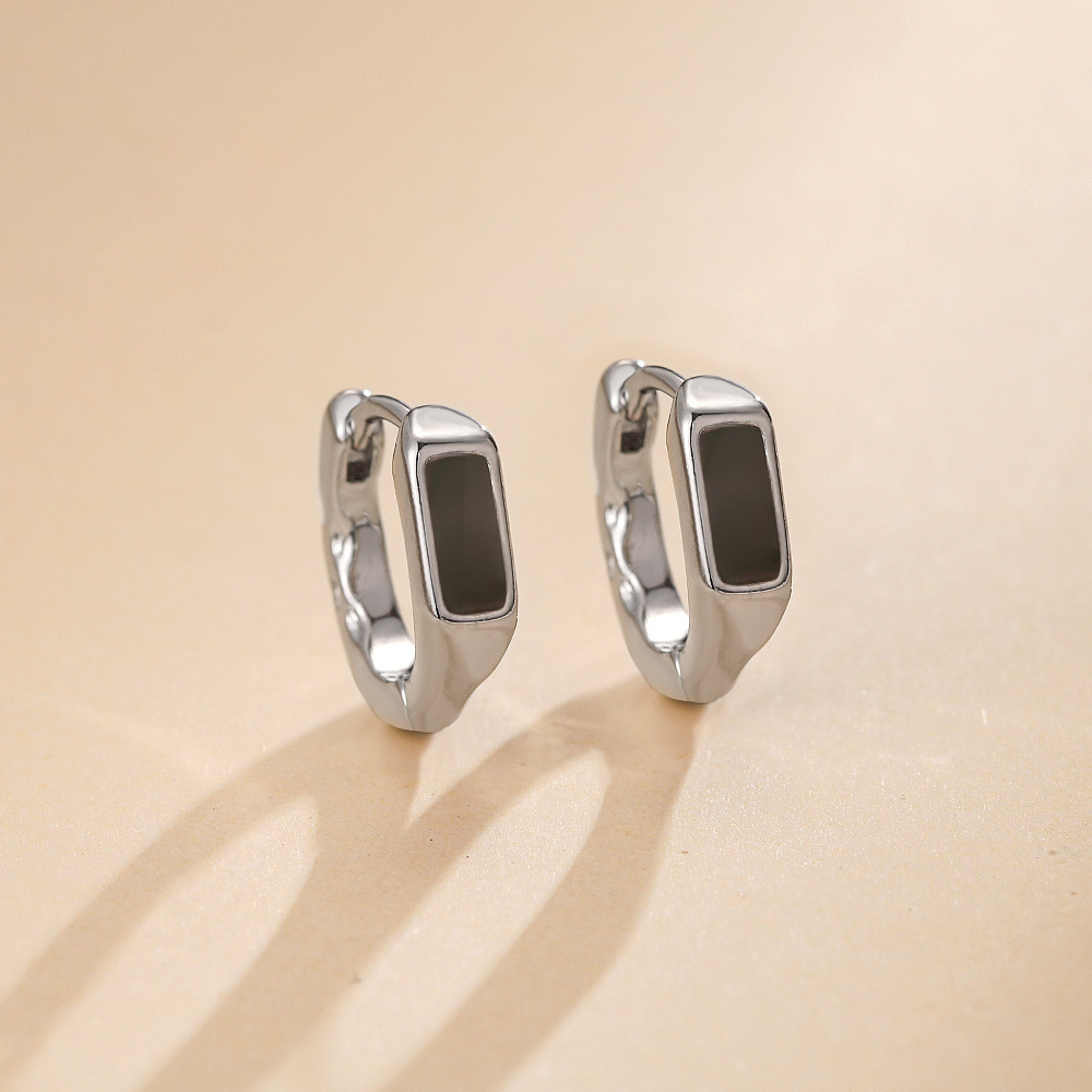 One Meter Jewelry Irregular Ear Clip ins Trendy Men's Niche High-Grade Cold Wind Simple Hip Hop Black Ear Ring