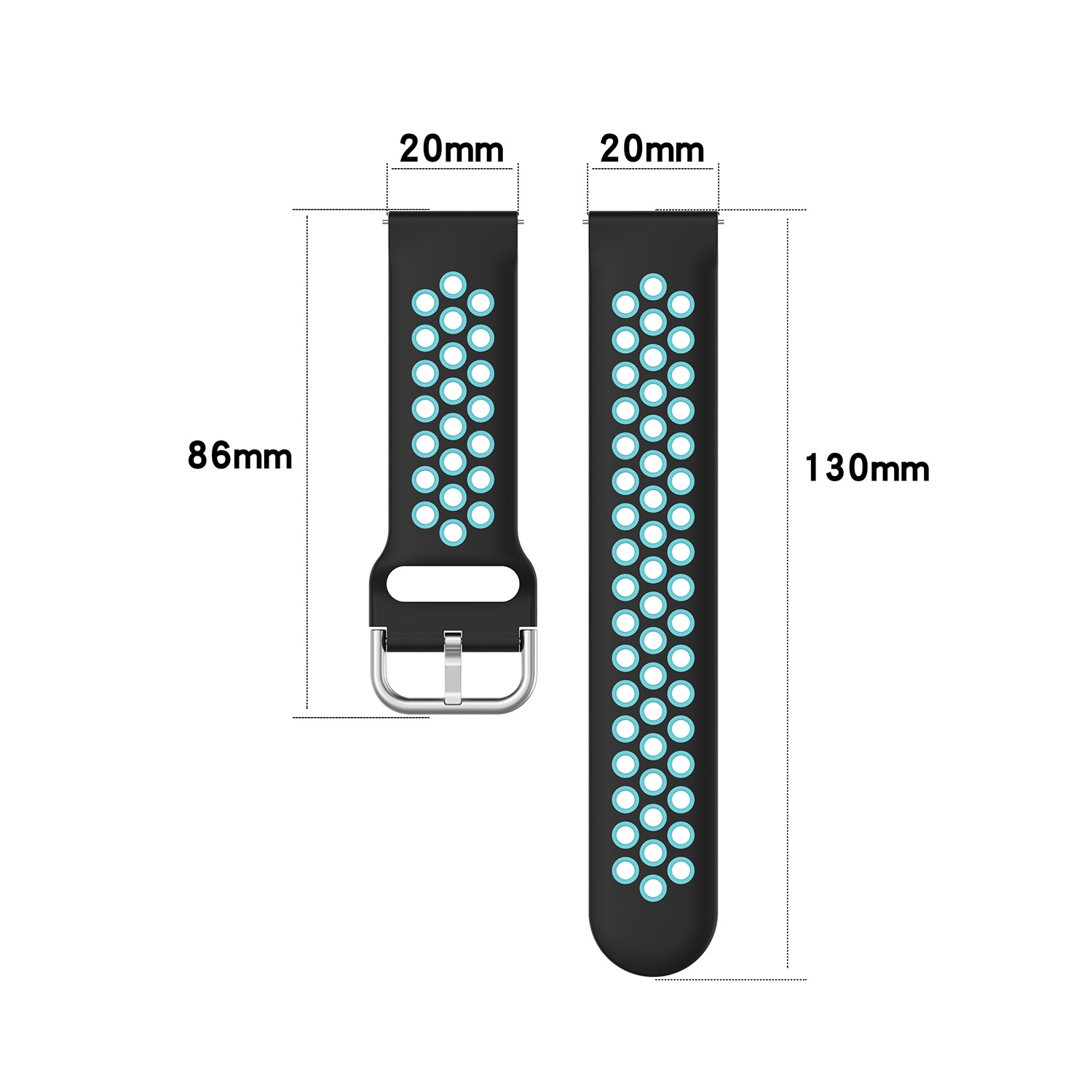 (New)For Samsung Galaxy Watch Active 2 44mm 20mm Perforated Breathable Sports Silicone Watch Band. 