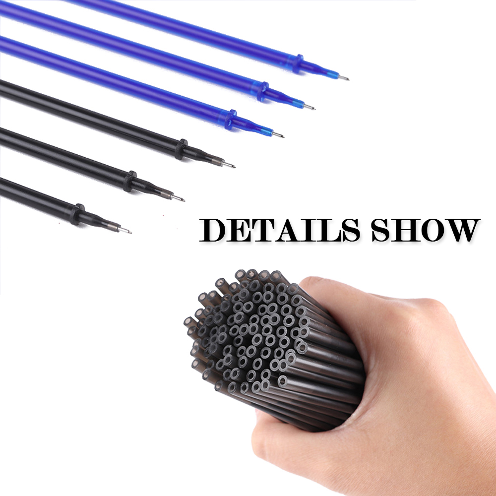 0.5mm Erasable Gel Ink Pen Refill School Office Full Needle Erasable Gel Ink Pen Replacement Blue 100Pcs. 