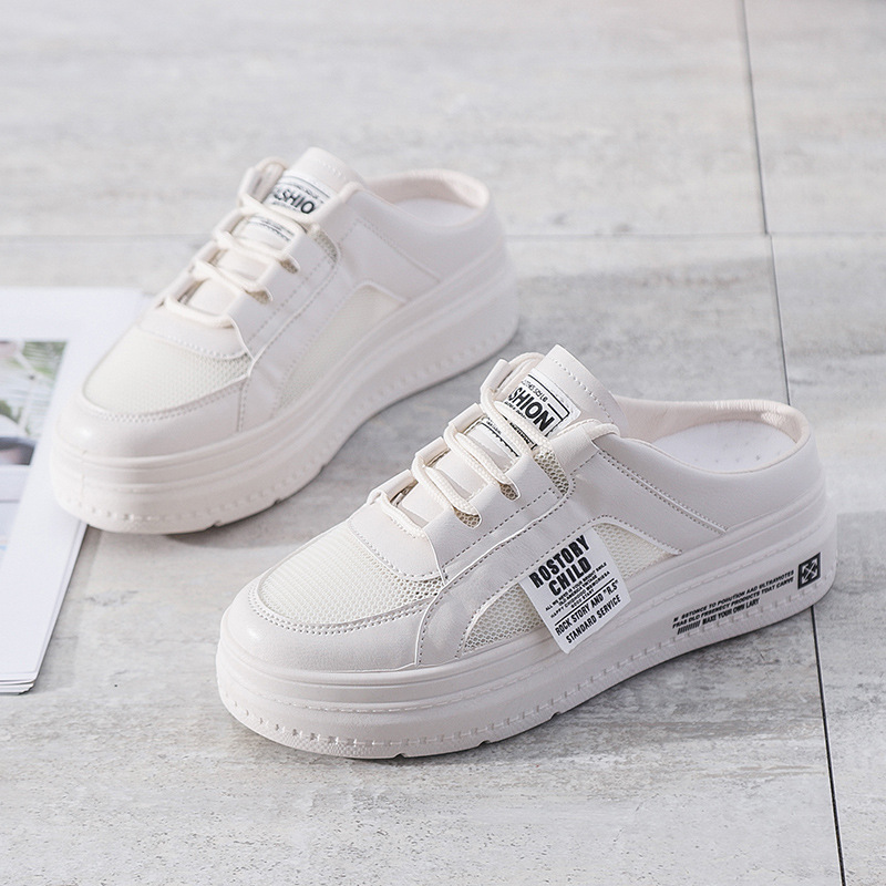 Baotou ban tuo xie Women's2023New Summer Mesh Slip-on Lofter Thick Bottom Women's Outer Wear 1963. 