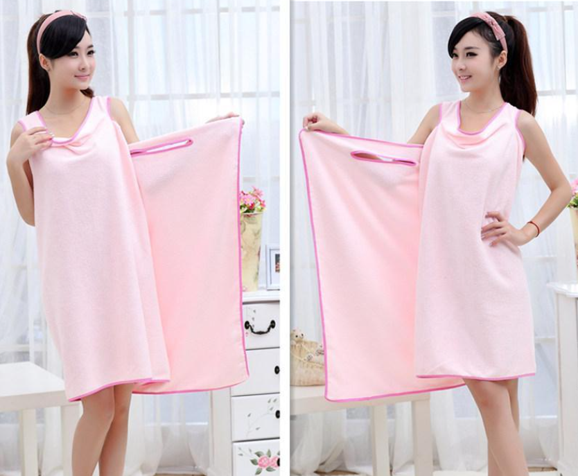 Convenient Wearable Bath Towel Robe for Women - Soft and Comfortable Microfiber Material with Smart Design for Easy Post-Shower Wear