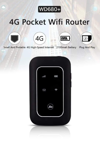 JIO 4G+ LTE Mobile WiFi Hotspot Portable Router. 