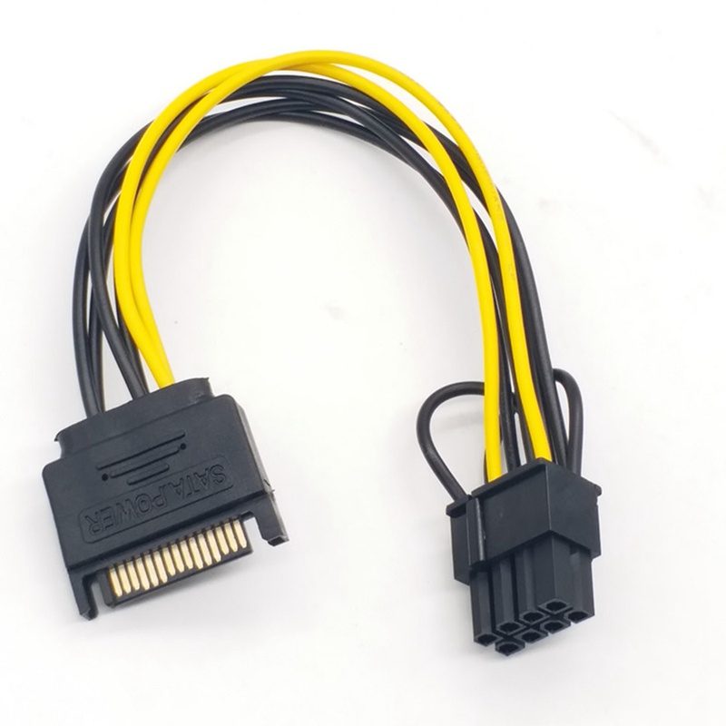5PCS 15Pin SATA Male to 8Pin(6+2) PCI-E Power Supply Cable 20cm SATA Cable 15-Pin to 8 Pin 18AWG Wire for Graphic Card. 